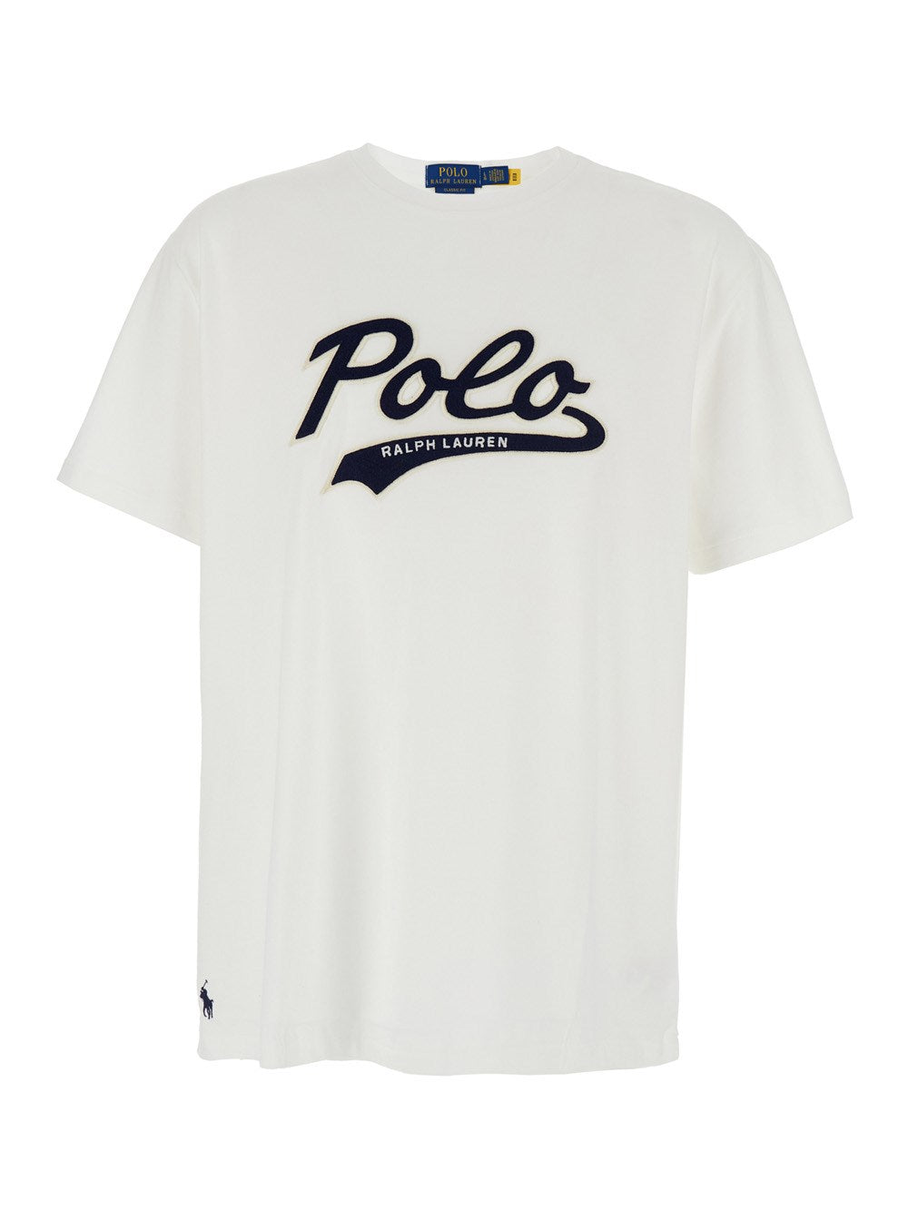 Polo ralph lauren White Crewneck T-Shirt with Contrasting Logo Print on the Front in Cotton Man
