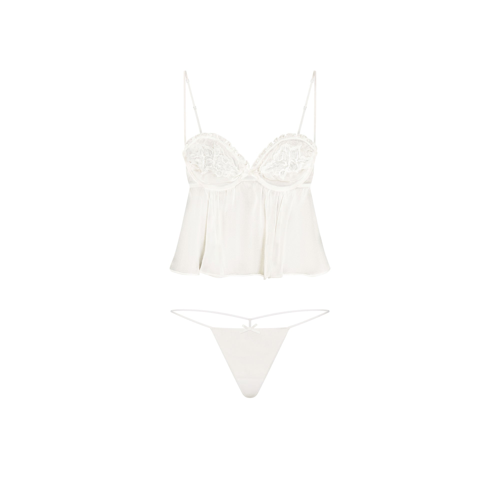 Skims Romance Babydoll Top and String Thong Set