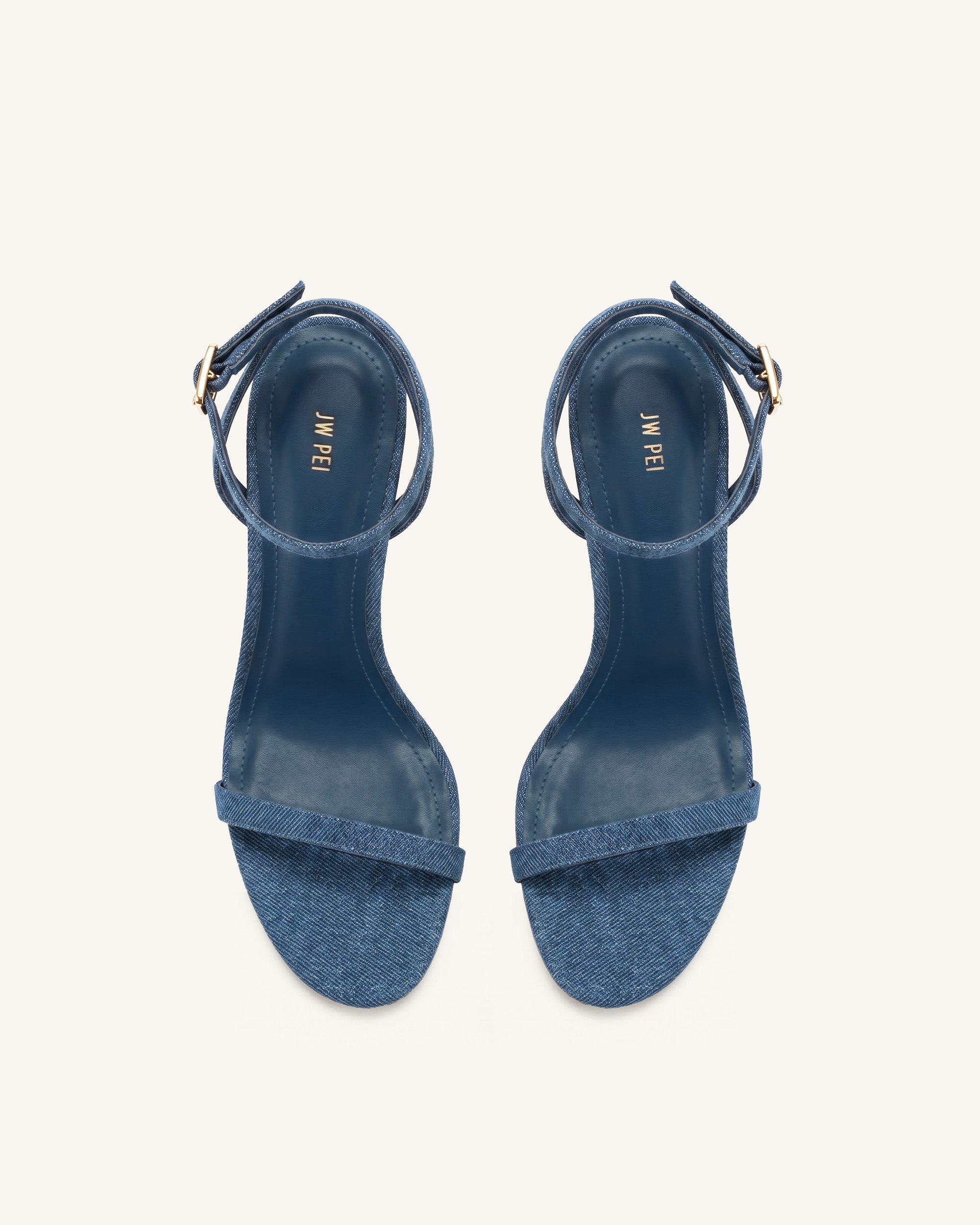 Alivia Gold Metal Heel Sandals - Denim Blue