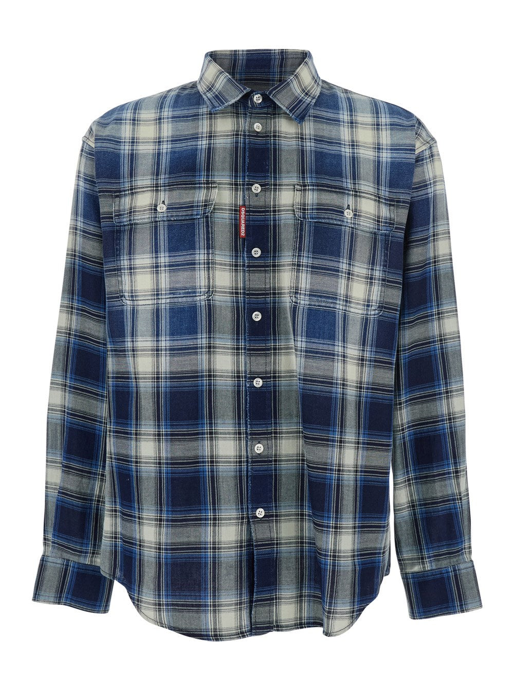 Dsquared2 Blue Shirt with All-Over Striped Motif in Cotton Man