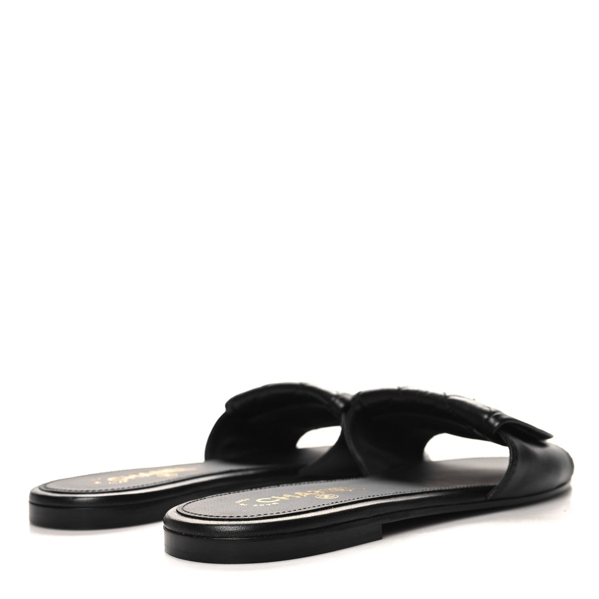 Chanel Lambskin Quilted Turnlock Flat Mules Black