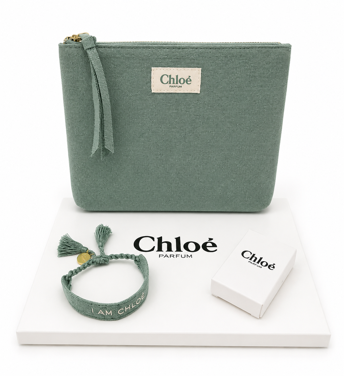 Genuine green Chloe Makeup Bag Set