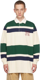 Beige Monogram Long Sleeve Polo