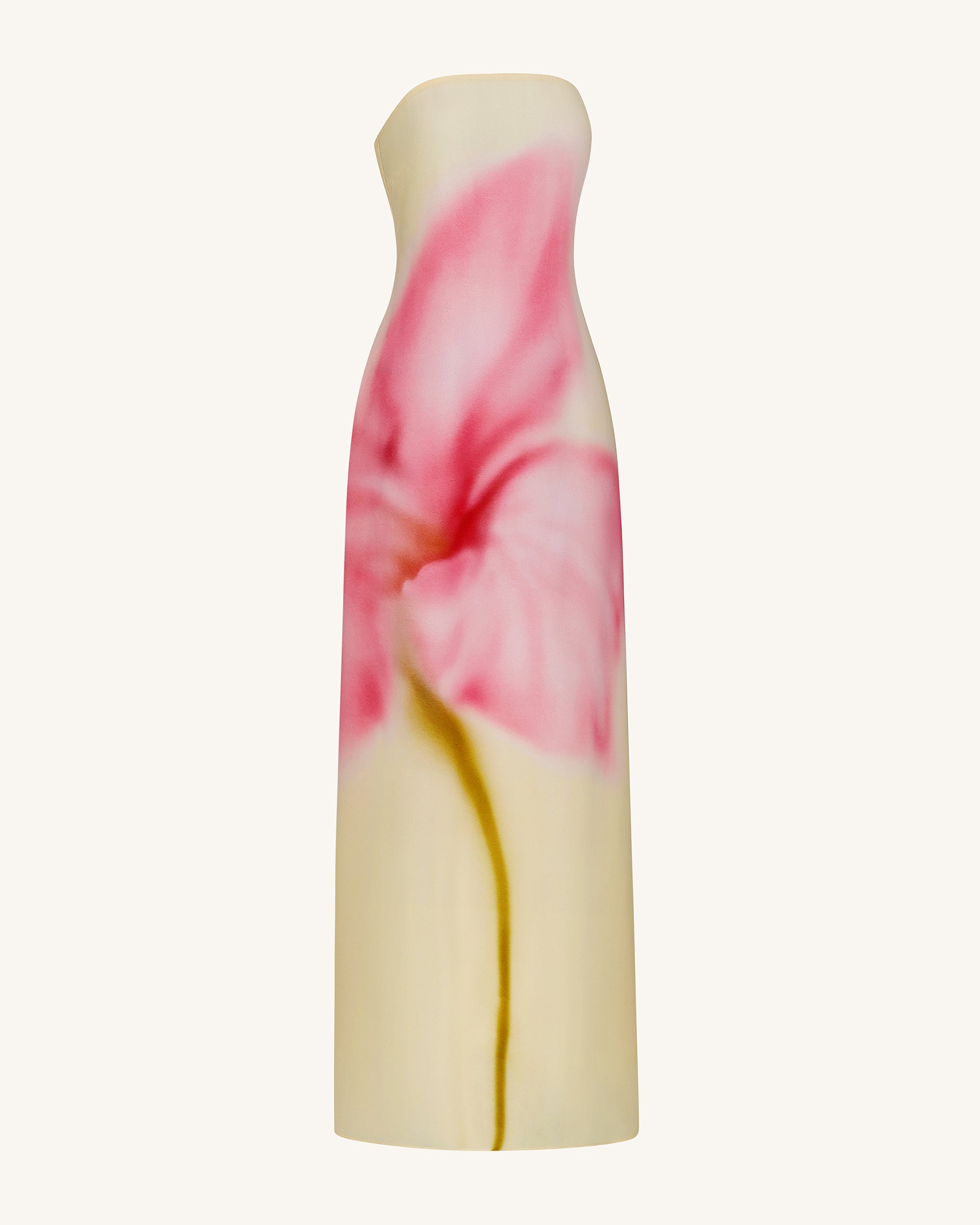 Watercolor Floral Print Strapless Maxi Dress - Blue