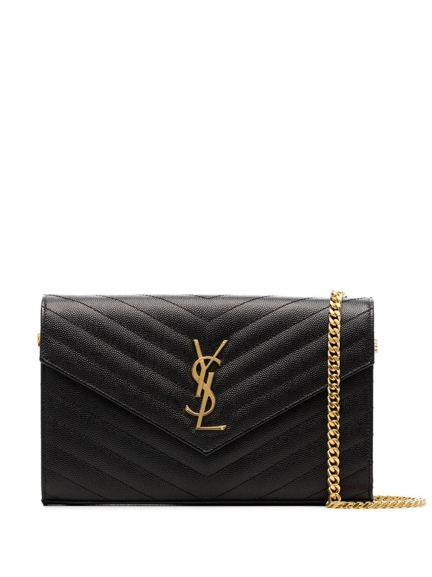 Saint Laurent Beige Quilted Leather chain on Wallet