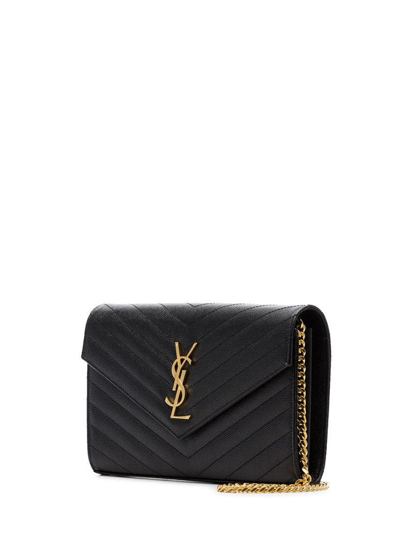 Saint Laurent Beige Quilted Leather chain on Wallet