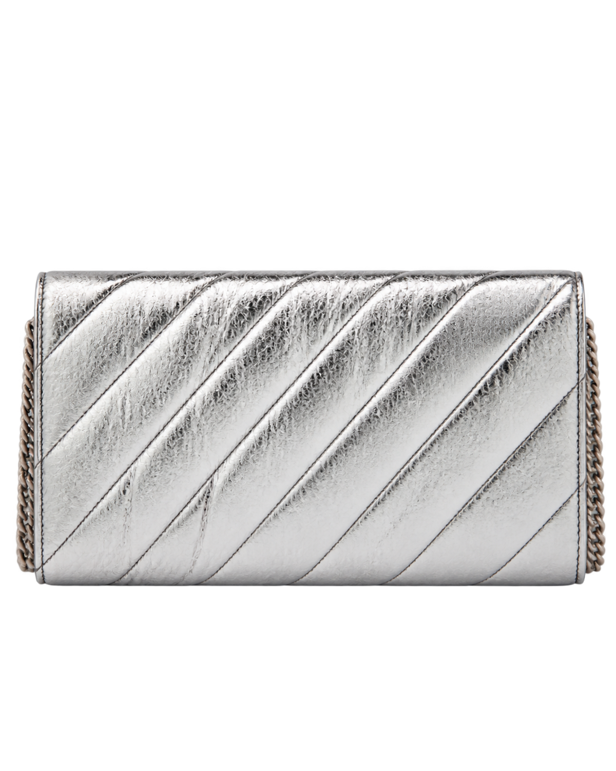 Balenciaga Crush metallic leather wallet on chain