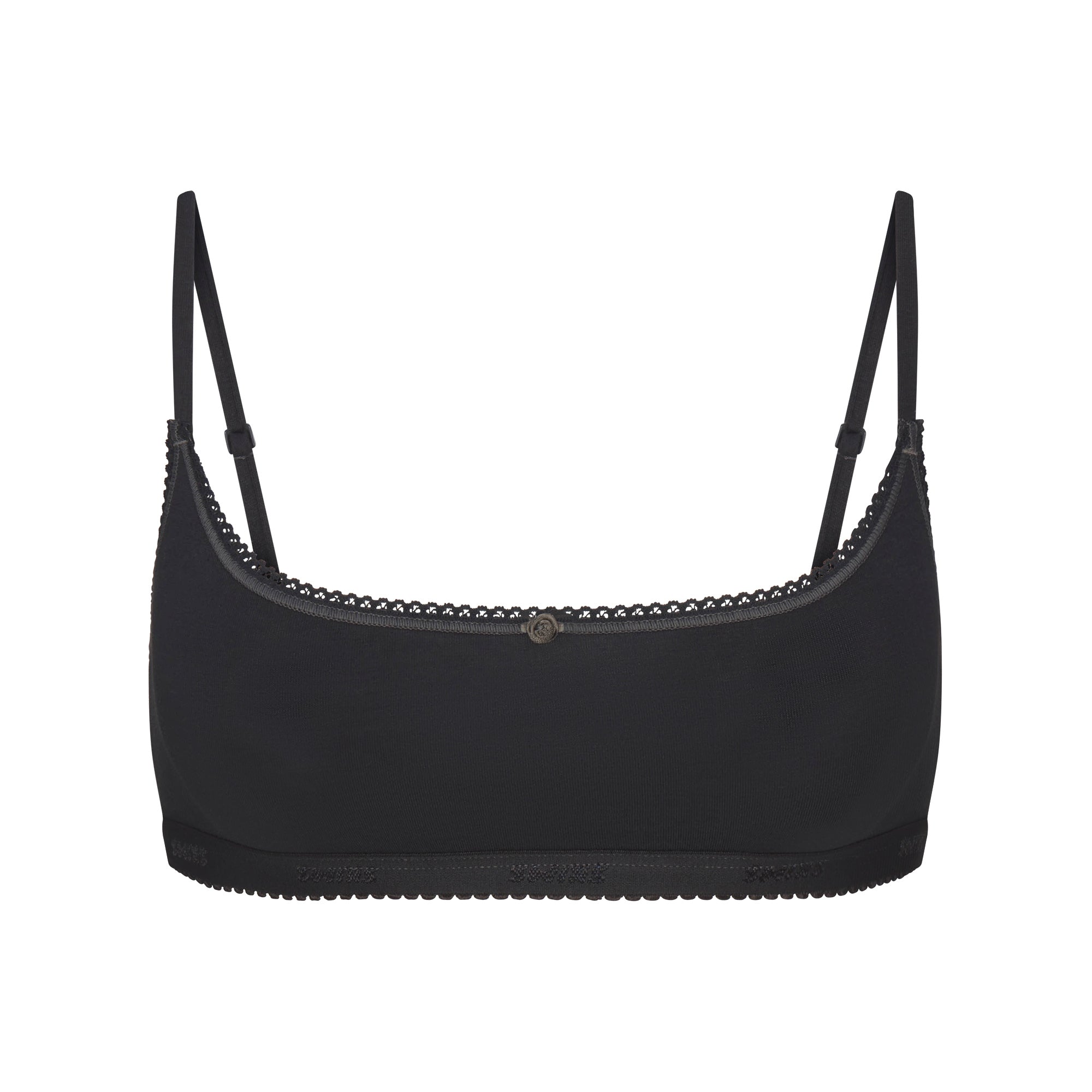 Lightweight Cotton Logo Picot Scoop Bralette