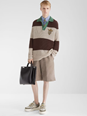 Fendi Brown Knitted Polo with Striped Motif and Fendi Club Patch on the Front in Cotton Man