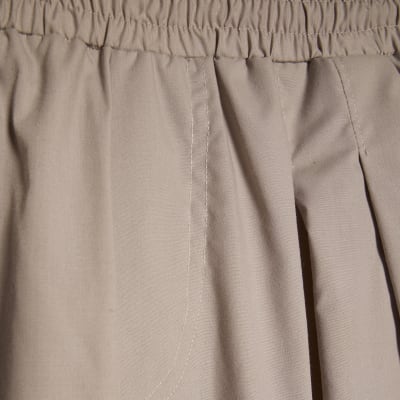 Beige Barrel Leg Pleated Trousers