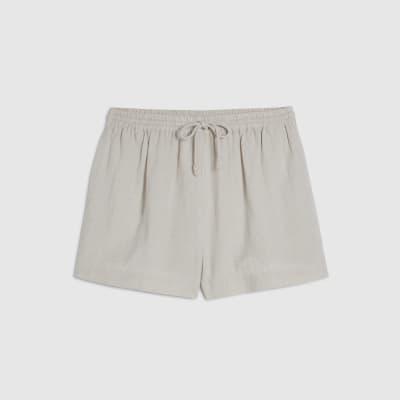 Beige Linen Blend Shorts