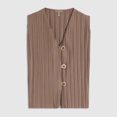 Beige Plisse Waistcoat