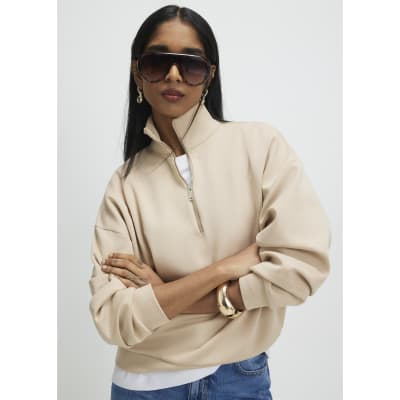 Beige Premium Half Zip Top