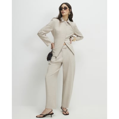 Beige Tailored Shacket