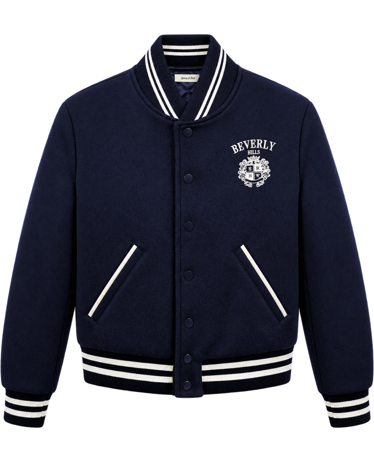 BH Crest Wool Varsity Jacket - Navy/White