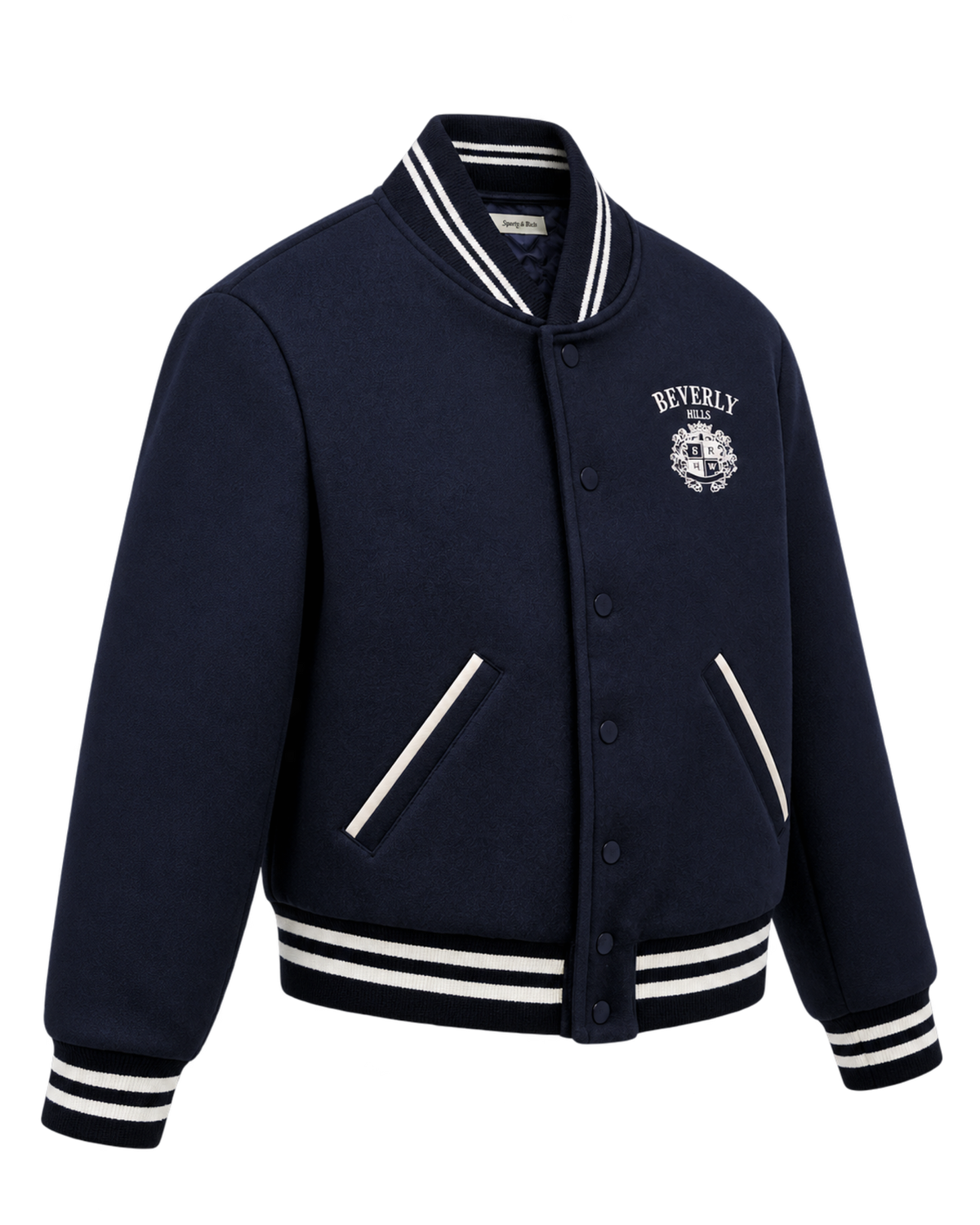 BH Crest Wool Varsity Jacket - Navy/White