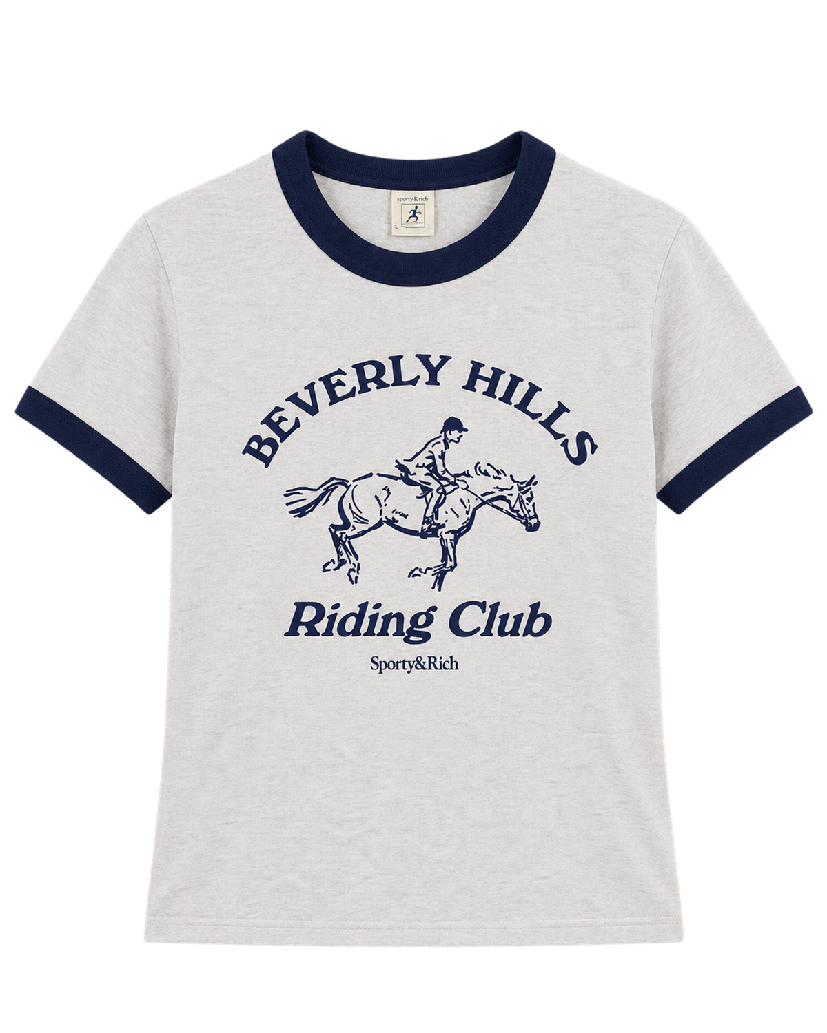 BH Riding Club Ringer Tee - Heather Gray/Dark Navy