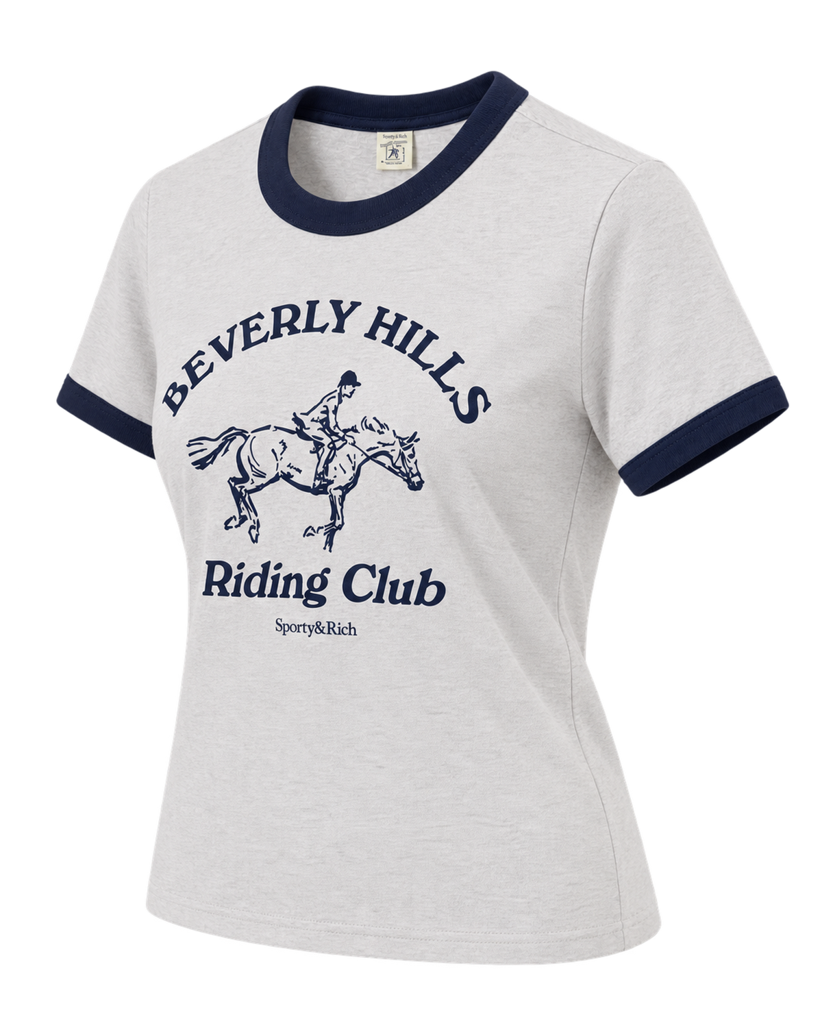 BH Riding Club Ringer Tee - Heather Gray/Dark Navy