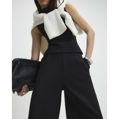 Black Barrel Leg Jersey Trousers
