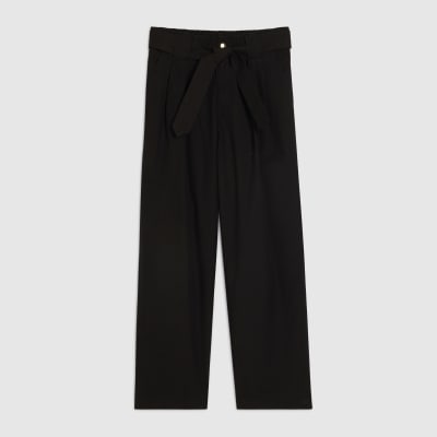 Black Belted Wide Leg Trousers