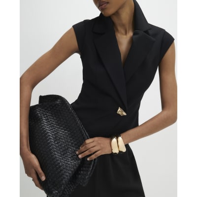 Black Cap Sleeve Twill Waistcoat