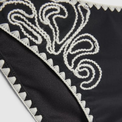 Black Cornelli Print Bikini Bottoms