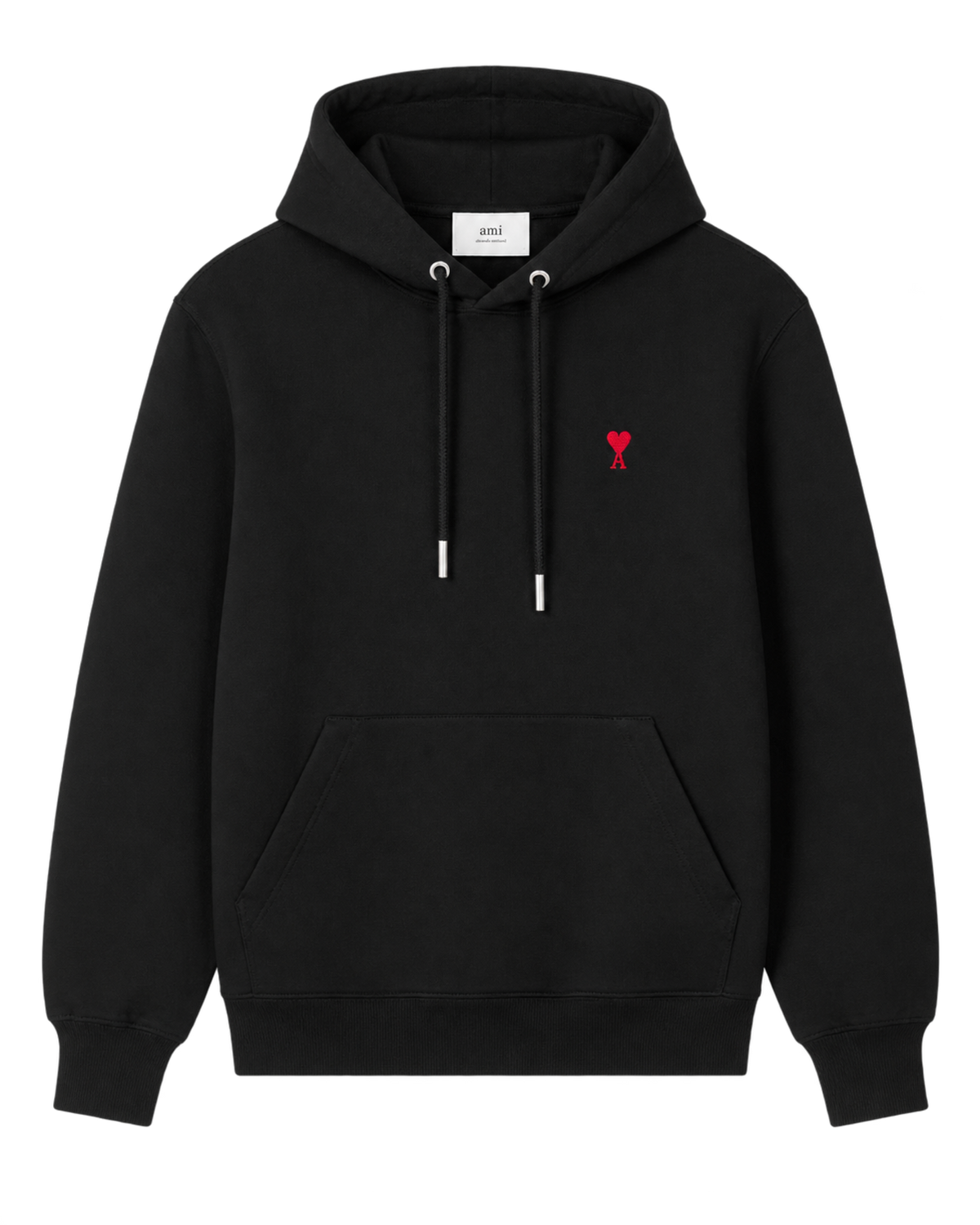 Black cotton hoodie with Ami de Coeur