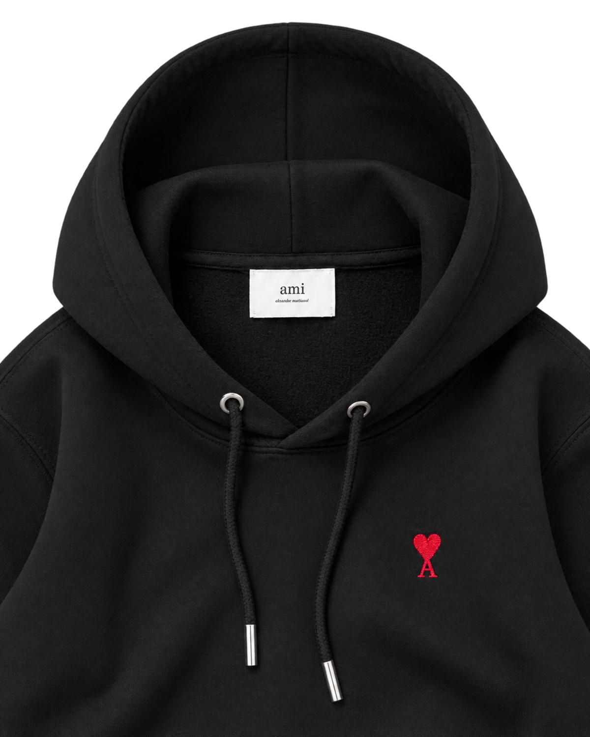 Black cotton hoodie with Ami de Coeur