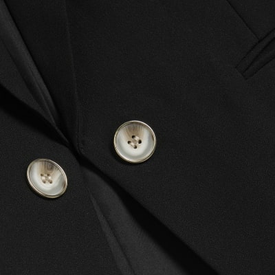 Black Crepe rolled sleeve blazer