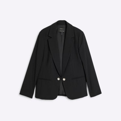 Black Crepe rolled sleeve blazer