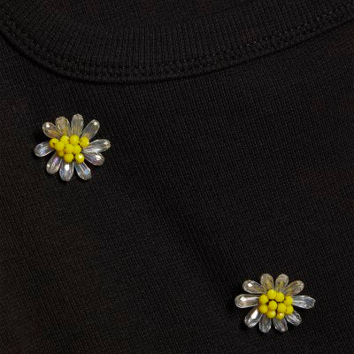 Black Daisy Embellished Tank Top
