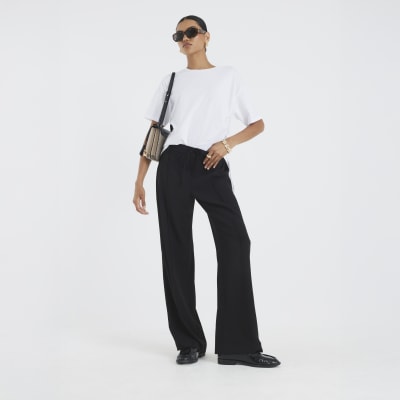 Black Elasticated Wide Leg Smart Joggers