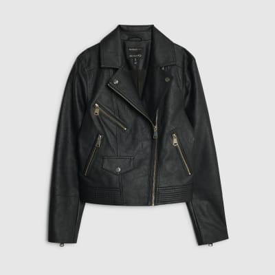 Black Faux Leather Biker Jacket