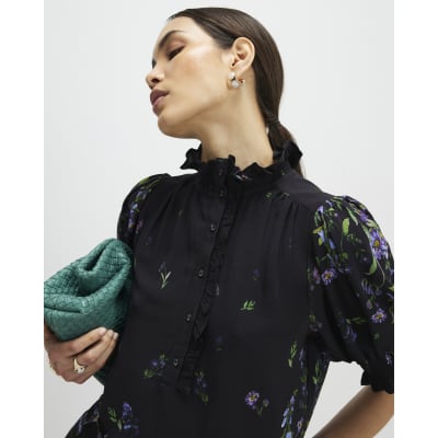 Black Floral Blouse