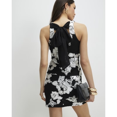 Black Floral Cornelli Mini Skirt