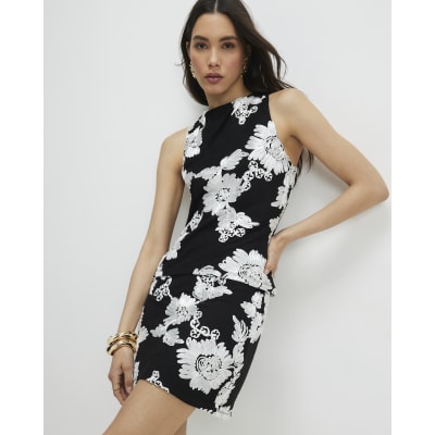Black Floral Cornelli Mini Skirt
