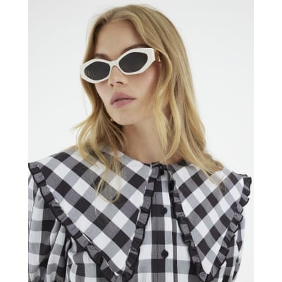 Black Gingham Short Sleeve Collared Shirt
