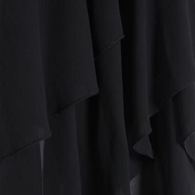 Black High Neck Ruffle Cape