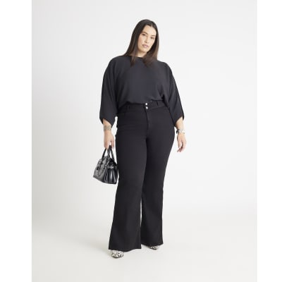 Black High Waisted Relaxed Flare Jeans