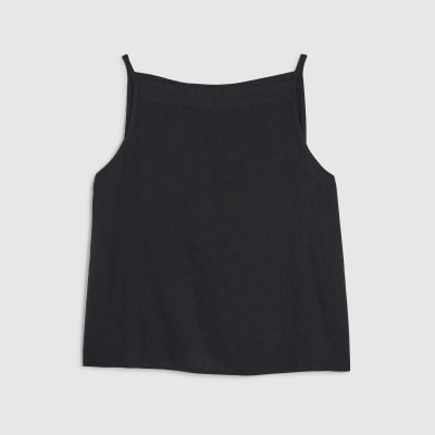 Black Linen Blend Tank Top