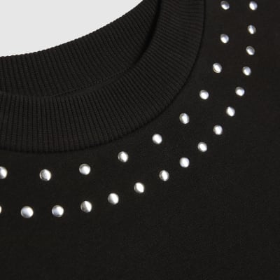 Black Long Sleeve Studded Sweatshirt