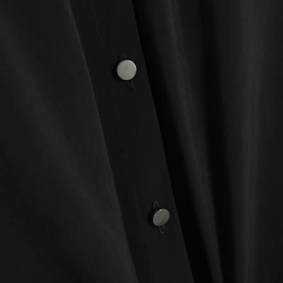 Black Long Sleeve Tie Waist Shirt
