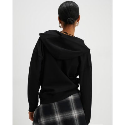 Black Long Sleeve Wrap Front Hoodie