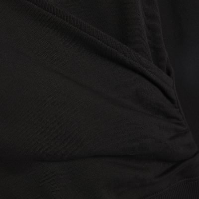 Black Long Sleeve Wrap Front Hoodie