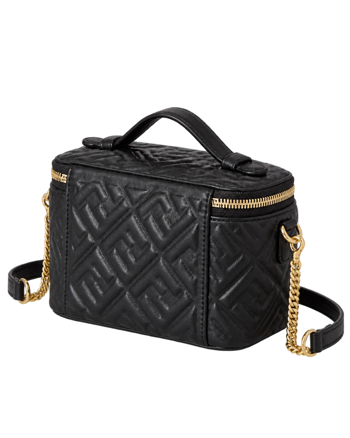 Black nappa leather mini-bag with FF motif