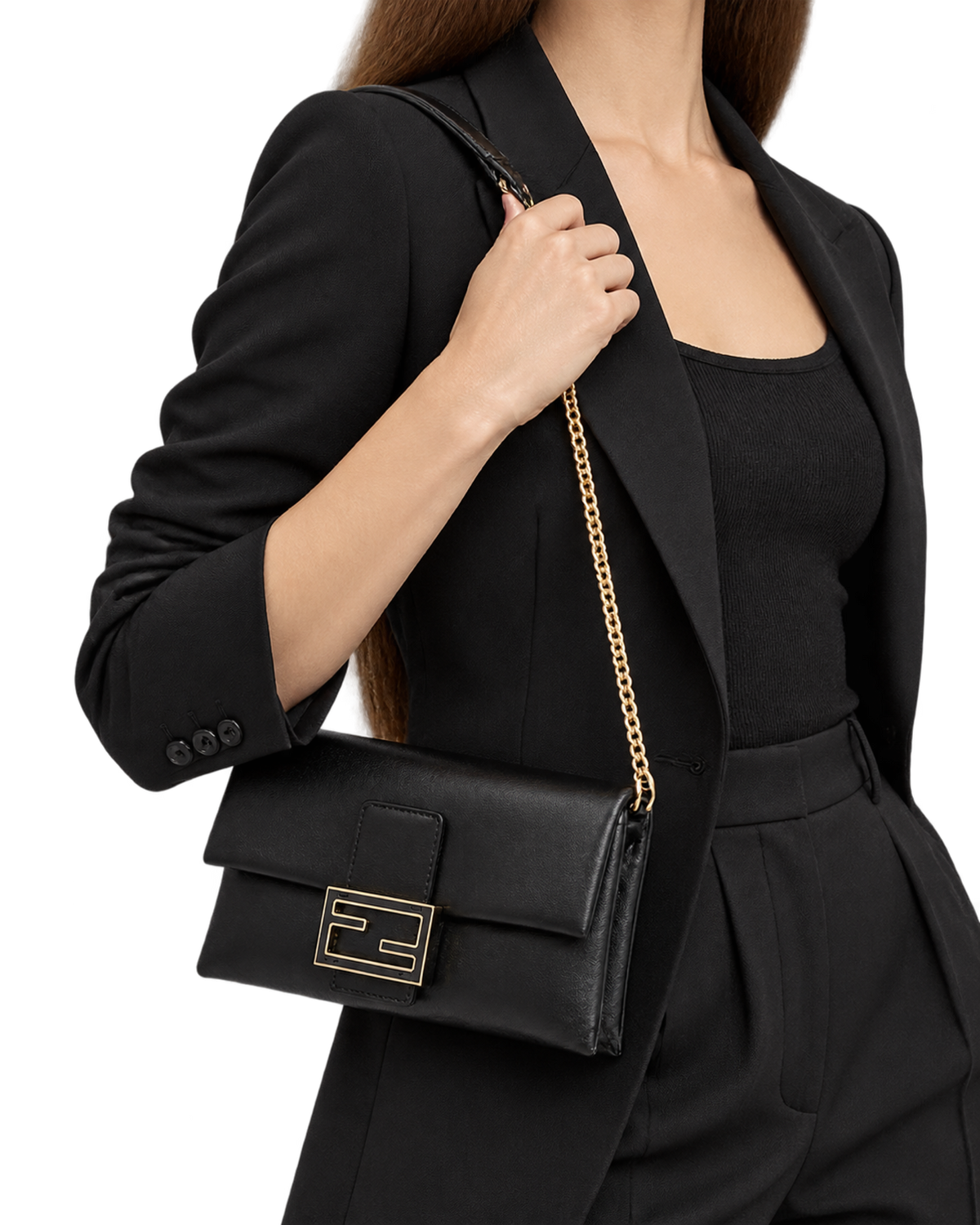 Black nappa leather pochette