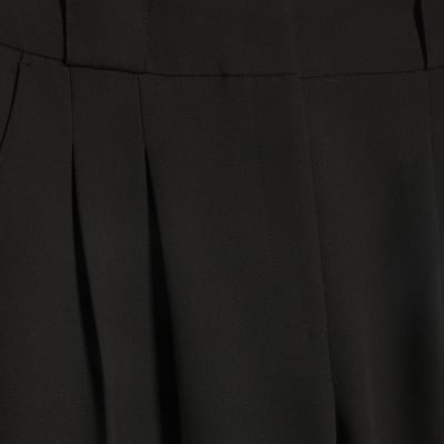 Black Pleated Wide Leg Trousers
