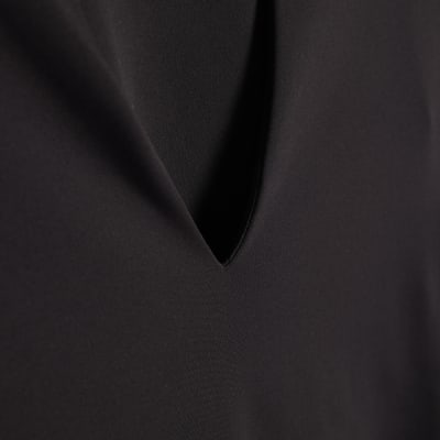Black Plunge Neckline Long Sleeve Bodysuit