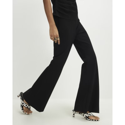 Black Ponte Tailored Flared Trousers