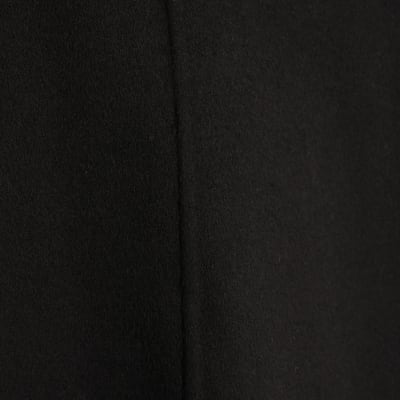 Black Premium Wool Blend Belted Skater Dress